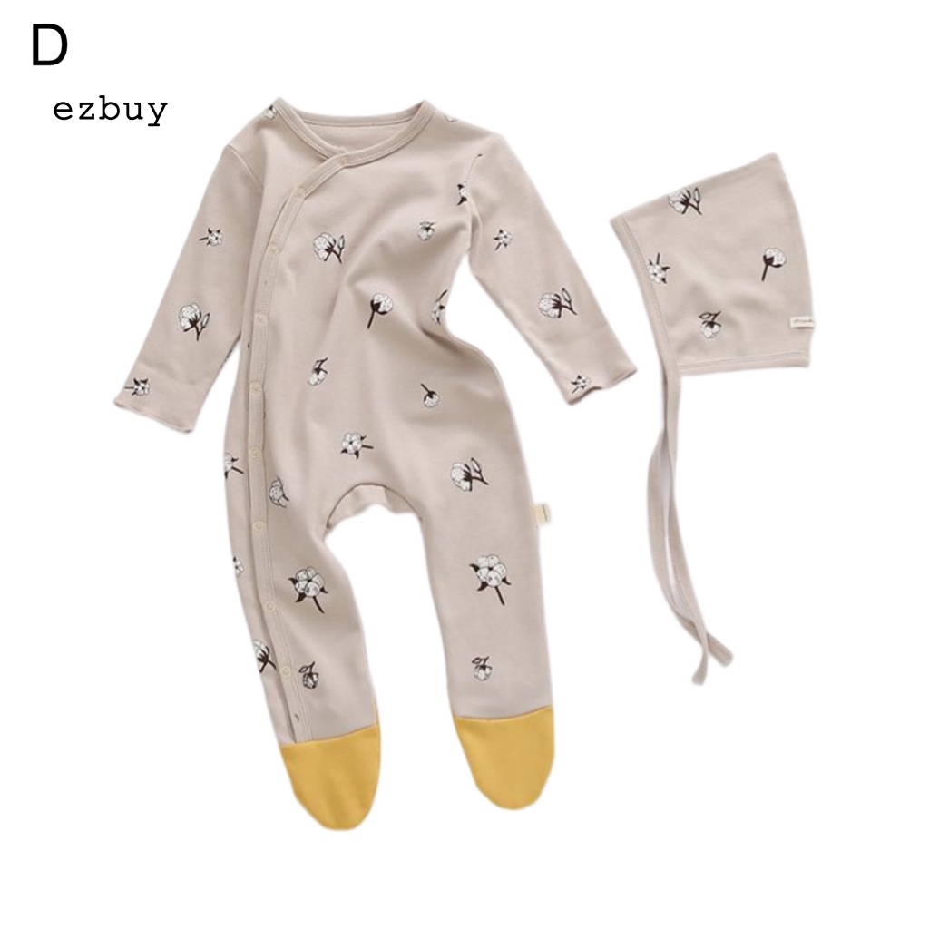 [EY] Áo Liền Quần Bằng Cotton Thiết Kế Hở Toàn Diện Chống Phai Màu In Họa Tiết Cây Cối / Mặt