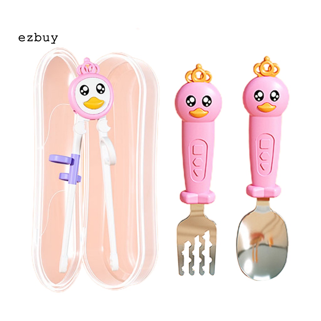 Bộ Đũa Muỗng Nĩa Bằng ABS Kiểu Hoạt Hình Dễ Thương Cho Bé Tập Ăn
