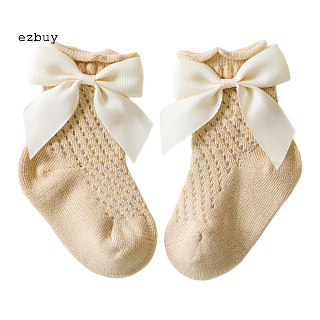 1 Đôi Tất Cotton Chống Trượt Thoáng Khí Đính Nơ Thời Trang Xuân Hè Cho Bé Sơ Sinh