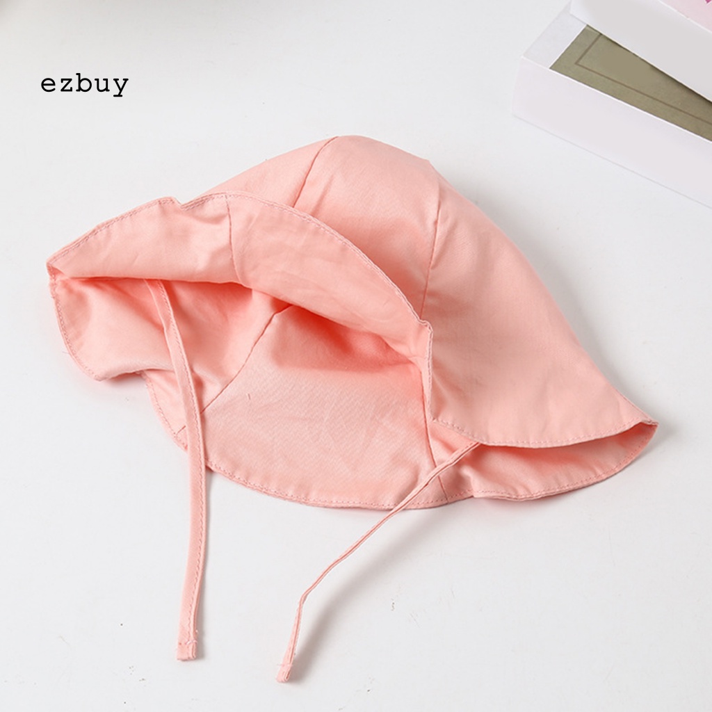 Mũ Tai Bèo Cotton Thoáng Khí Chống Phai Màu Đính Hoa Tinh Tế Có Dây Đeo Cho Trẻ Em