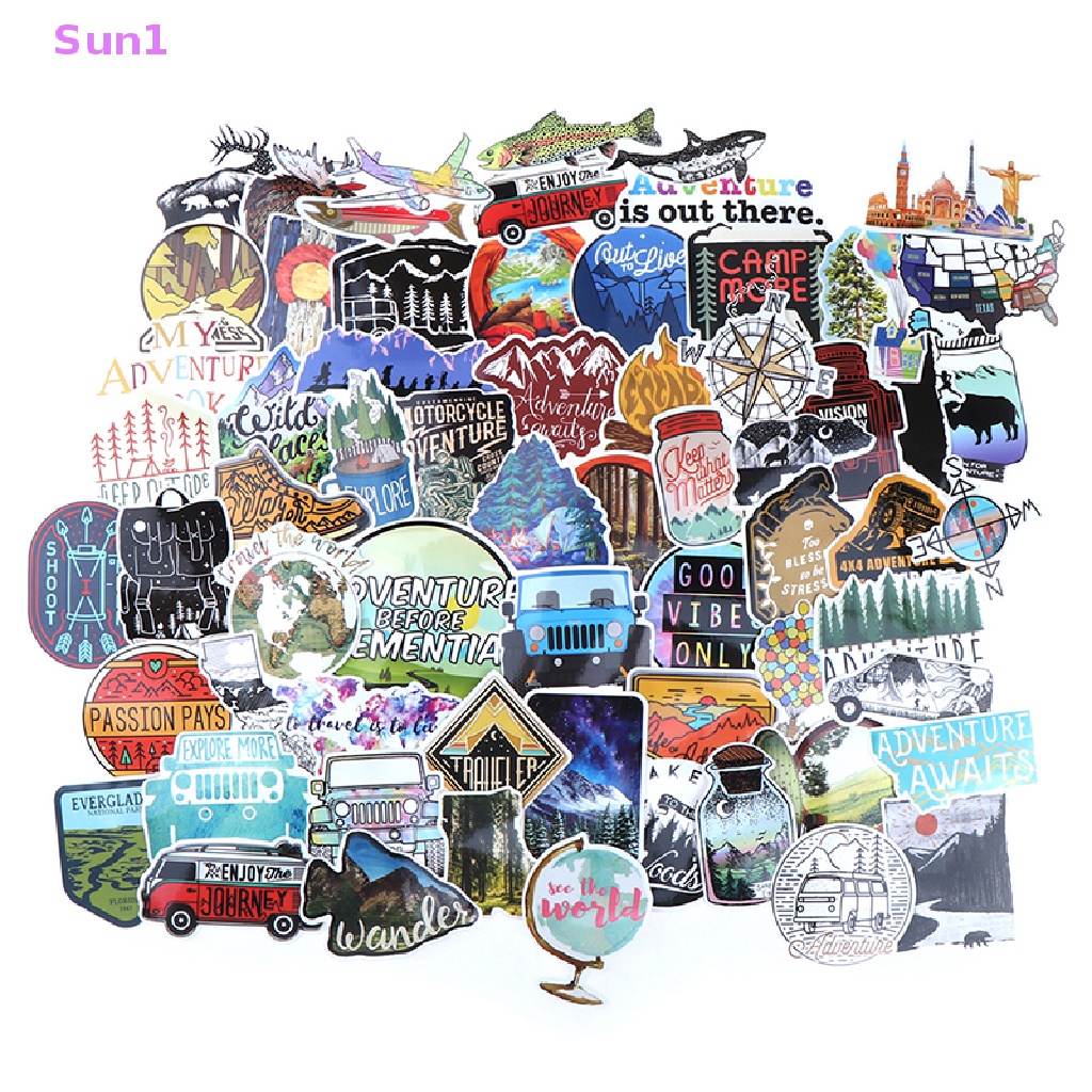 Set 65 Miếng Dán PVC Chống Thấm Nước Hình Phong Cảnh Trang Trí Đa Ứng Dụng