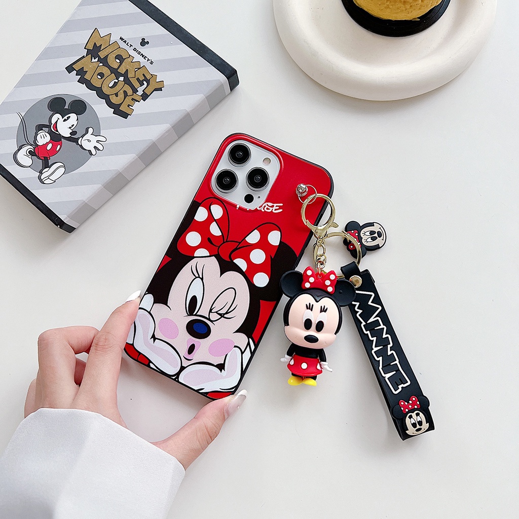 DISNEY Ốp Điện Thoại Gắn Búp Bê Mickey Minnie 3D Cho Samsung Galaxy S23 Ultra S22 S21 + S21FE S20 A14 A53 A71 A51 A50 A20s A10s