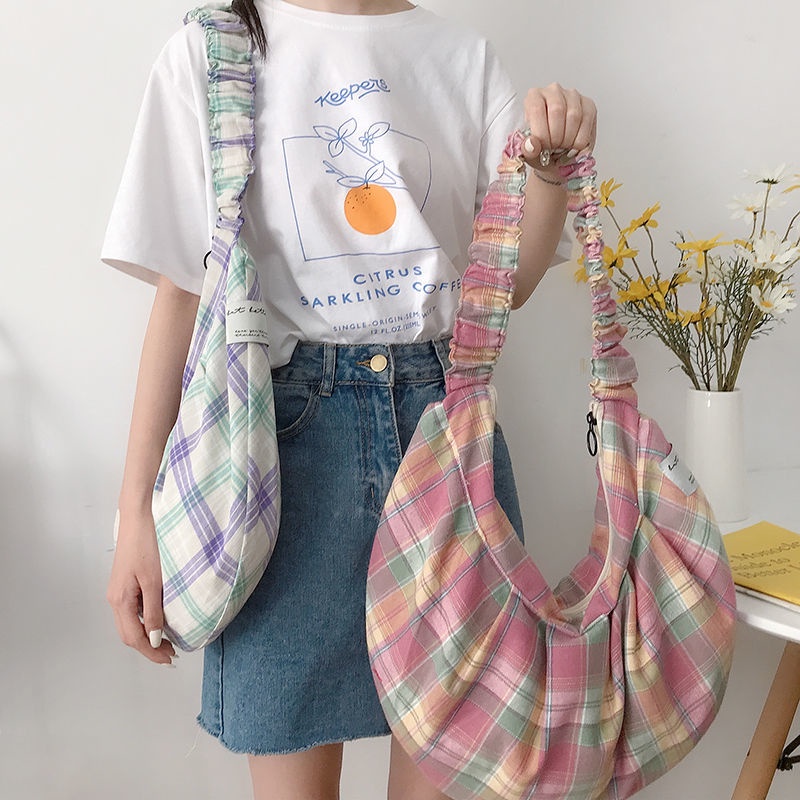 Túi Xách Canvas Cỡ Lớn Xếp Ly Phong Cách Boho Thời Trang