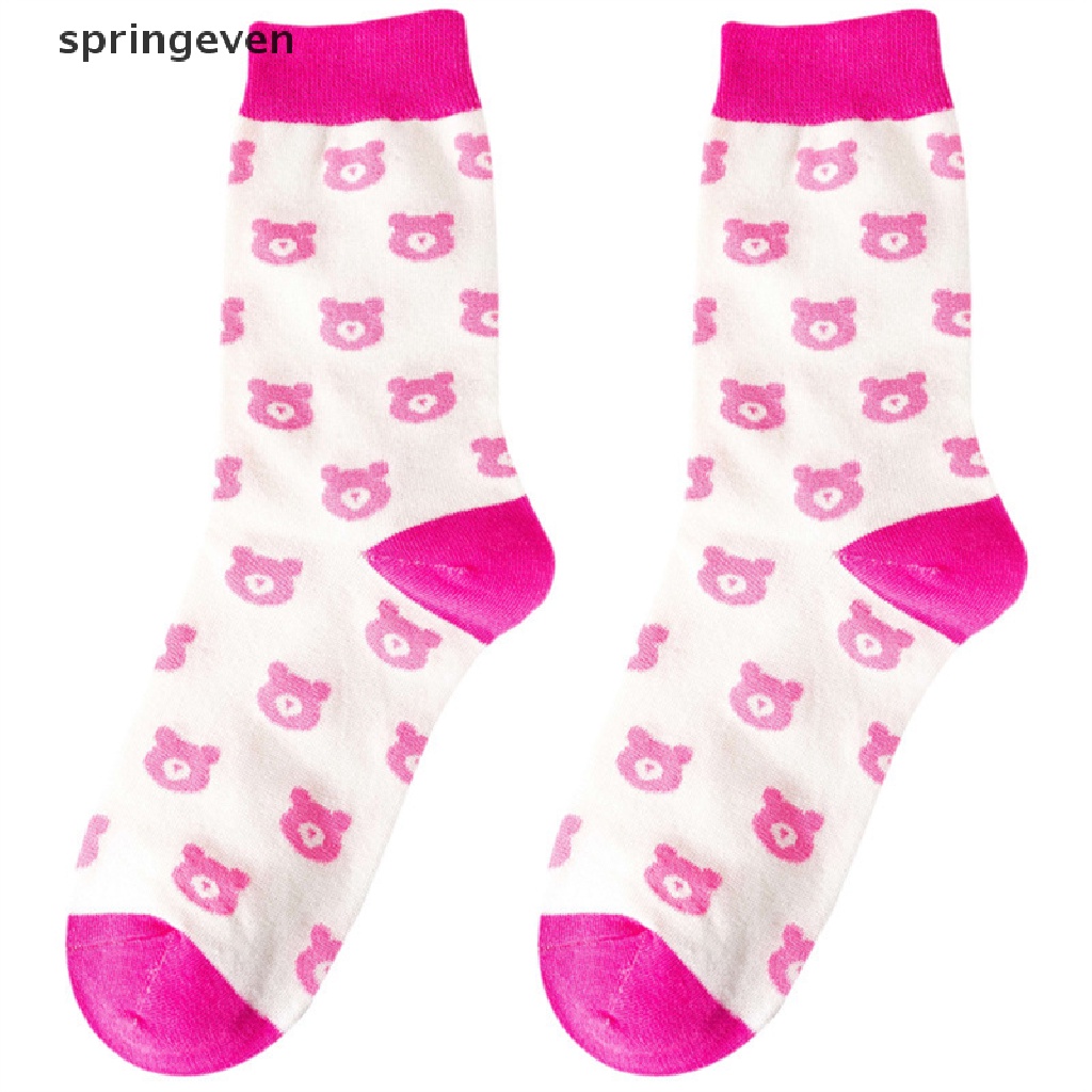 Vớ Cổ Trung In Họa Tiết Hoạt Hình Vui Nhộn Phong Cách Harajuku Nhật Bản Thời Trang Xuân Thu Cho Nữ