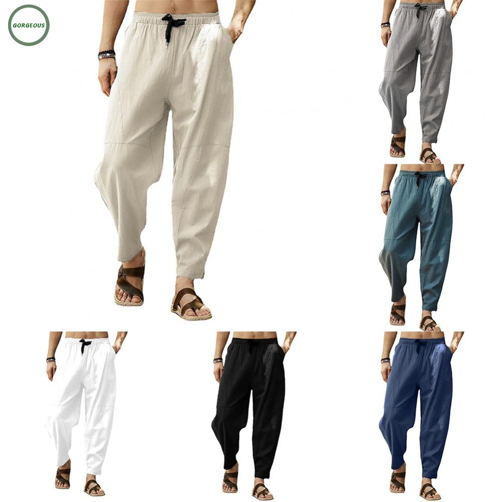GORGEOUS~Men Pants Comfort Elastic Waist Harem Trousers Joggers Loose Fit M-3XL
