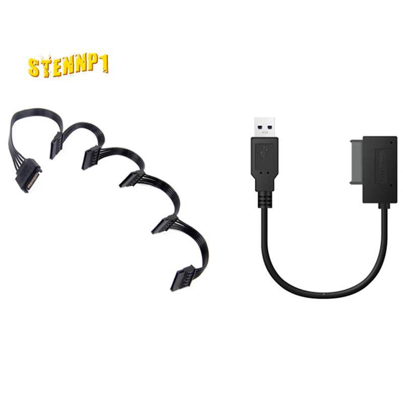 1 CáP Mở RộNg 15 Pin SATA + 1 ĐầU ChuyểN USB 6P + 7P CD DVD Rom SATA Sang USB 2.0