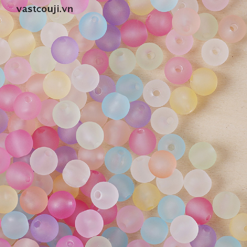 Set 100 Hạt Tròn Xỏ Lỗ 6mm Nhiều Màu Làm Trang Sức DIY