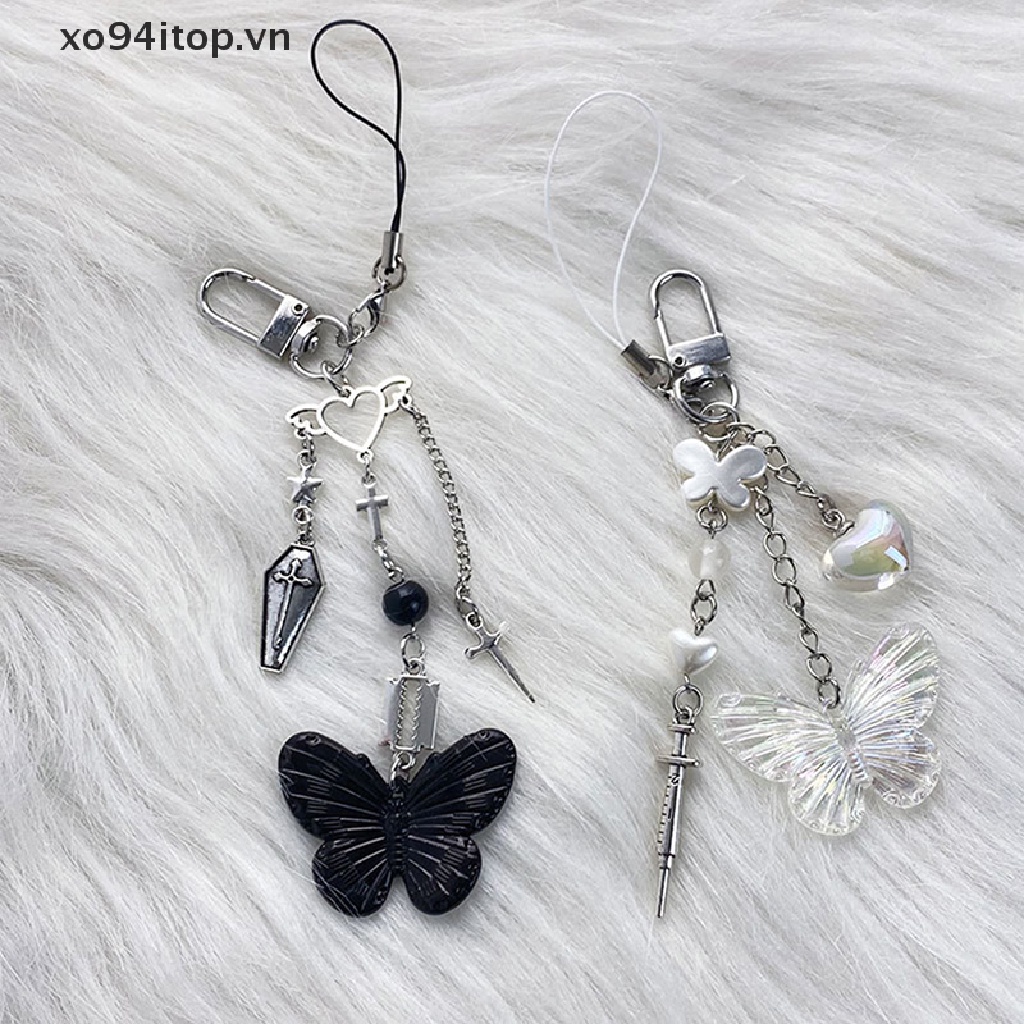 Móc Khóa Điện Thoại XOITOP Y2K Hình Bướm Chữ Ch Thủ Công DIY