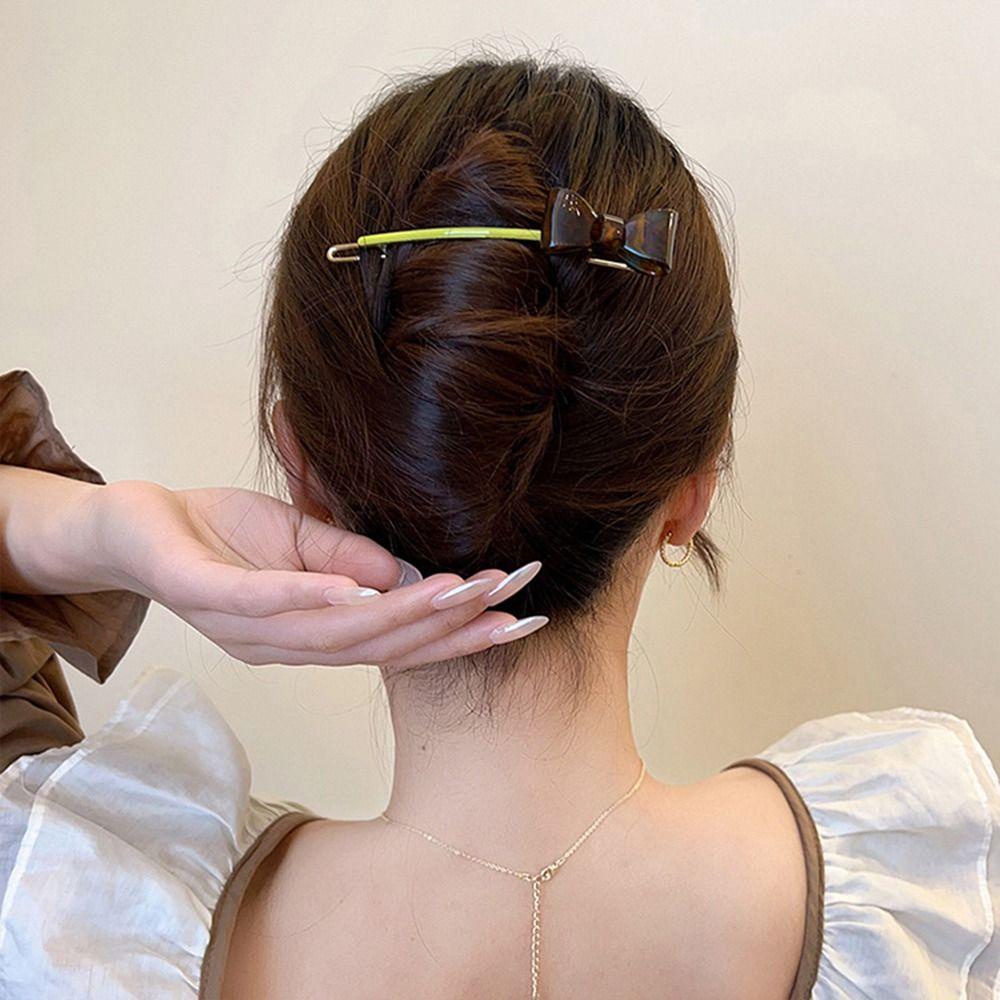 Kẹp Tóc Hình Nơ Một Chữ Phong Cách Retro Cá Tính Cho Nữ