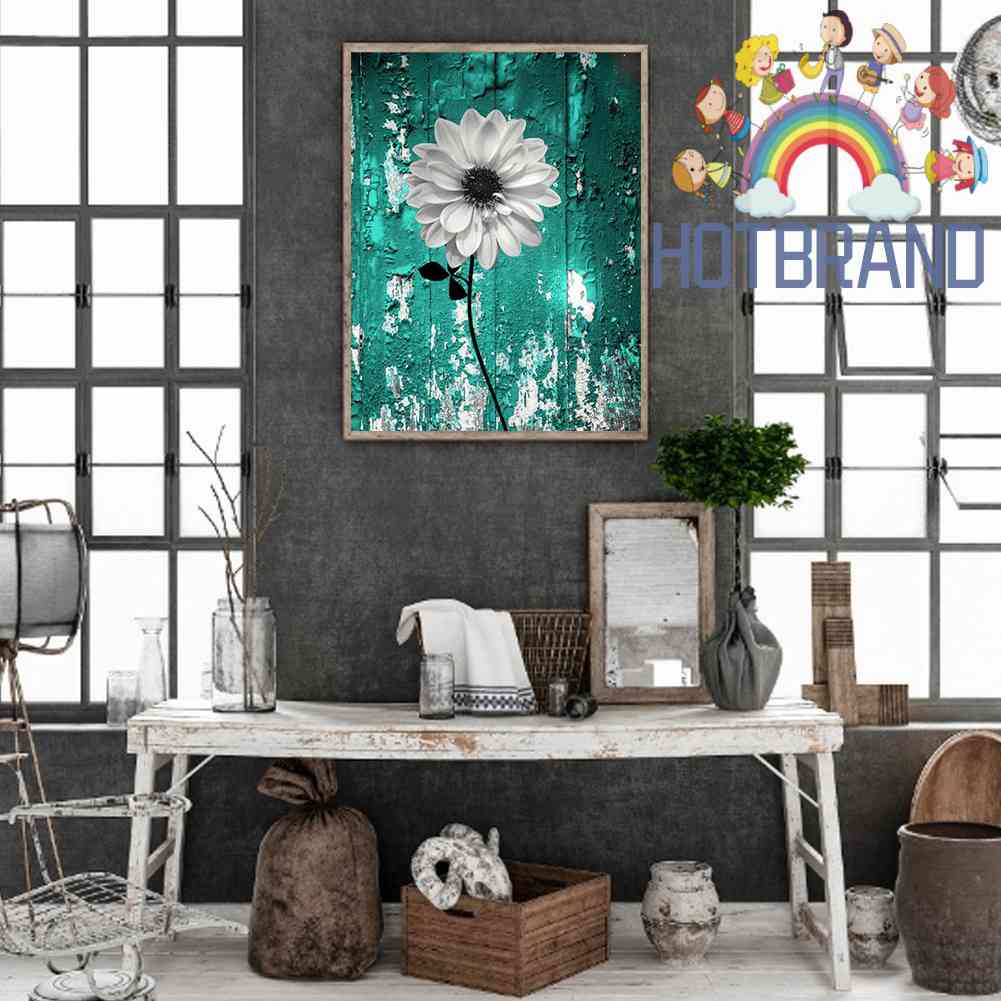 Tranh Đính Đá Kim Cương Toàn Bộ 5D DIY Hình Vẽ Hoa Cúc