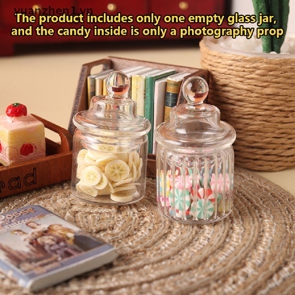 Lọ Thủy Tinh Đựng Kẹo Có Nắp Nhỏ Xinh Trang Trí Nhà Búp Bê Tỉ Lệ 1: 12