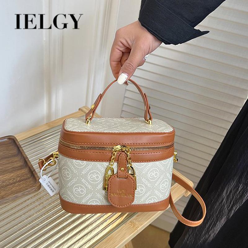 Ielgy Túi bucket Đeo Vai Cầm Tay Thiết Kế Thoải Mái In Họa Tiết vintage Phương Tây Cho Nữ