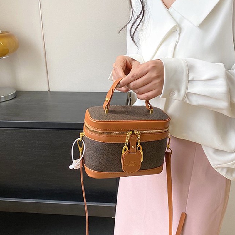 Ielgy Túi bucket Đeo Vai Cầm Tay Thiết Kế Thoải Mái In Họa Tiết vintage Phương Tây Cho Nữ