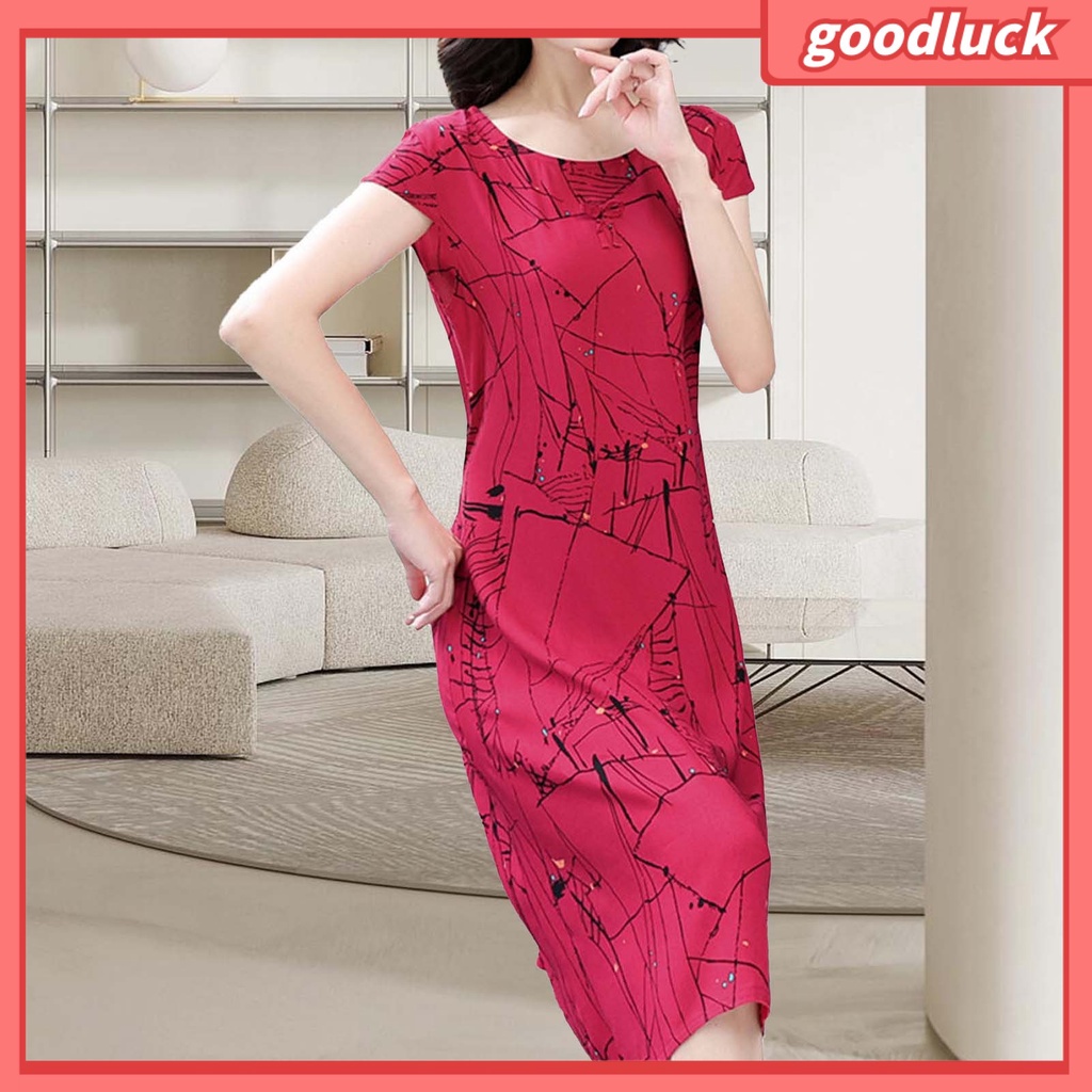 Đầm Mini Cổ Tròn Tay Ngắn Dáng Rộng Họa Tiết Chấm Bi Màu Sắc Tương Phản Thời Trang Mùa Hè Cho Nữ