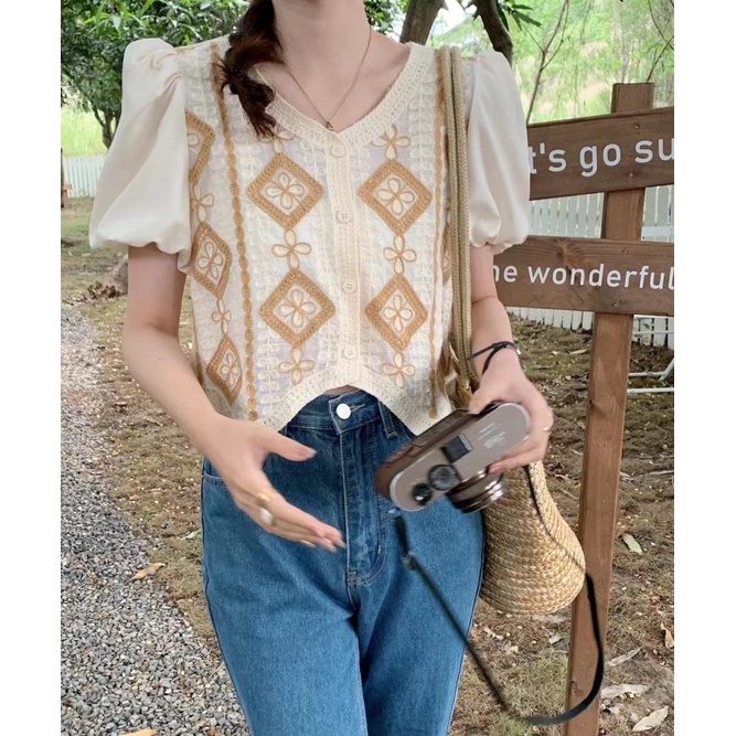 Nzn Áo Crop top Dệt Kim Khoét Lỗ Phối Màu Tương Phản Thời Trang Mùa Hè Mới Cho Nữ