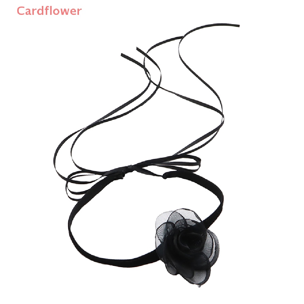 < Cardflower > Vòng Cổ Choker Dây Ruy Băng Hoa Trà Đen Siêu Dài Gợi Cảm Làm Quà Tặng Tiệc Tùng