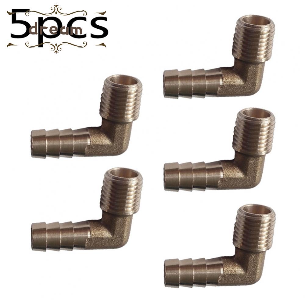 【DREAMLIFE】Elbow Water Pipe 1/4" NPT 5/16" ID 5pcs 90 Degree Brass Pagoda Elbow