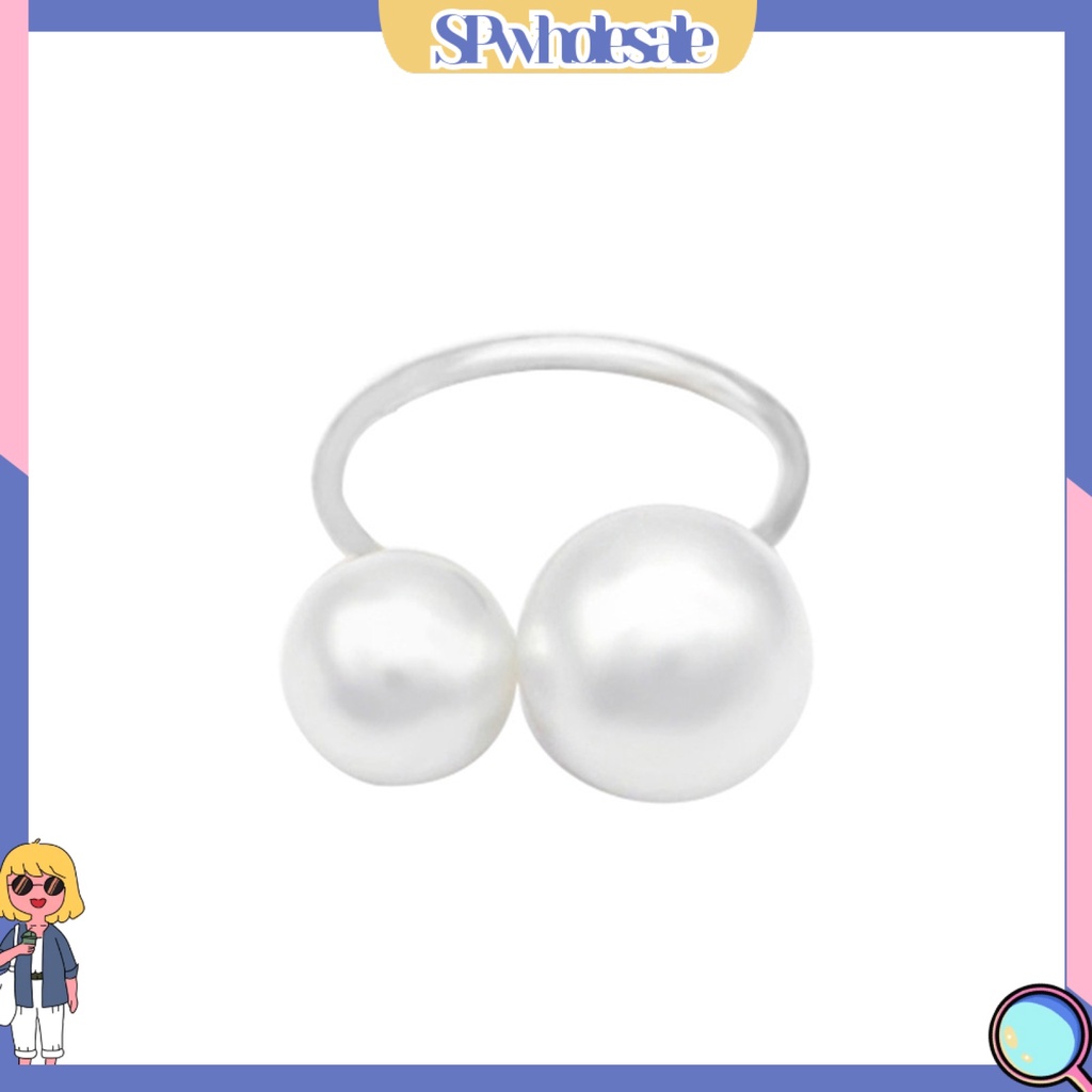 <SPwholesale> Nhẫn Hở Hai Đầu Đính Ngọc Trai Nhân Tạo Bằng Hợp Kim Thời Trang Cho Nữ