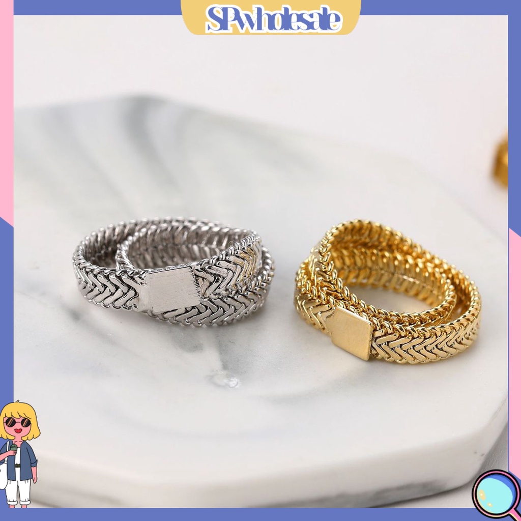 <SPwholesale> Nhẫn Đồng Hai Lớp Xếp Chồng Xương Rắn Đơn Giản