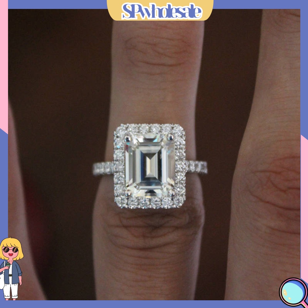 <SPwholesale> Nhẫn Đính Hôn Mặt Vuông Đính Đá Sang Trọng Dành Cho Nữ