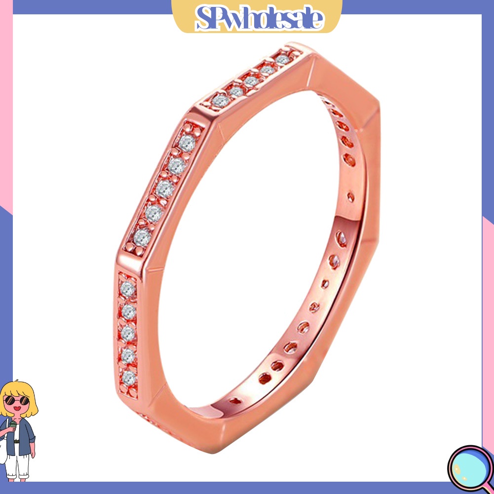 <SPwholesale> Nhẫn Hình Đa Giác Đính Đá Phong Cách Đơn Giản Cho Nam Và Nữ