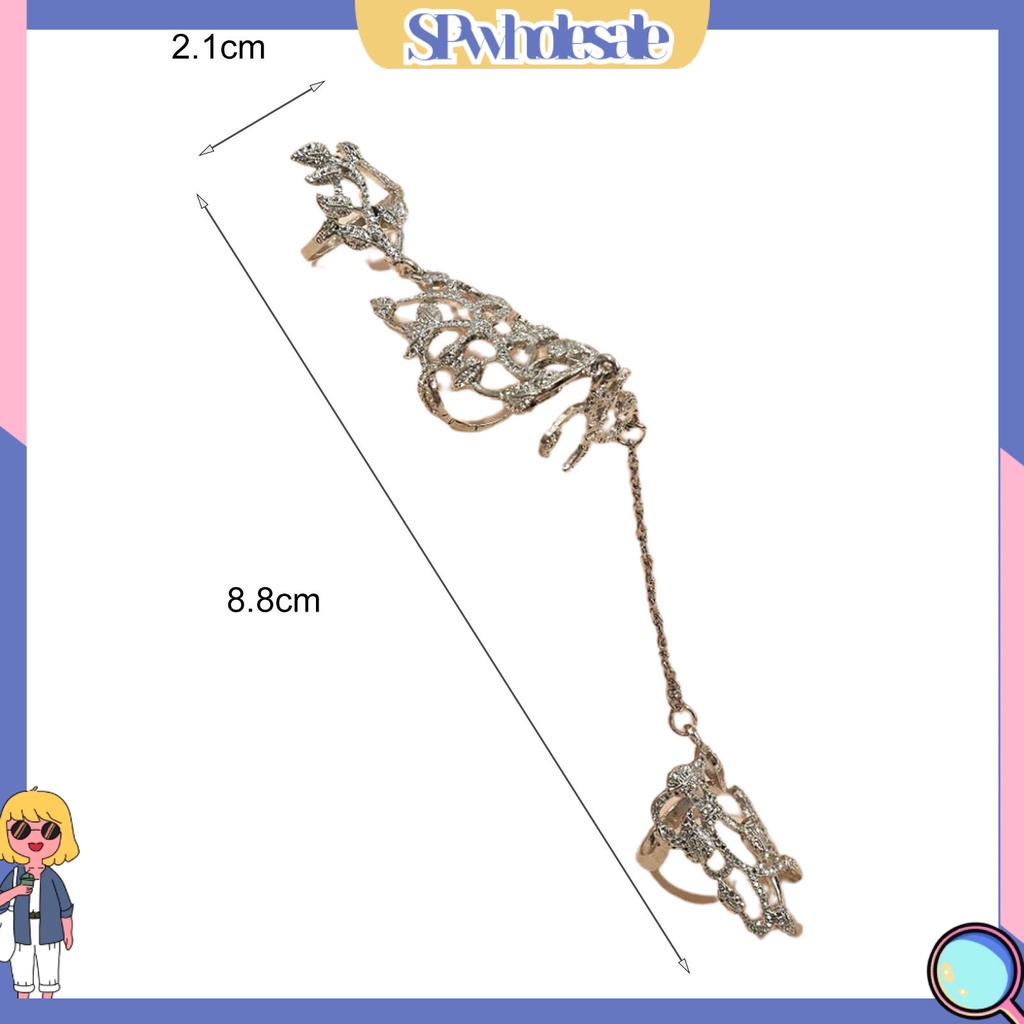 <SPwholesale> Nhẫn Chuỗi Xích Chống Dị Ứng Chống Oxy Hóa Trang Sức Hình Hoa Đính Kim Cương Giả Retro Thích Hợp Làm Quà Tặ