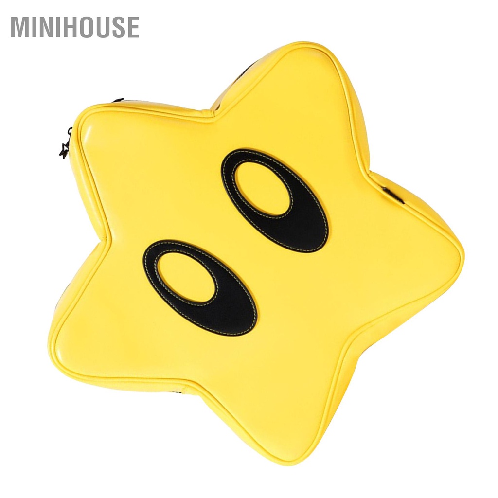 MiniHouse Ba lô ngôi sao Màu vàng sáng Túi đi học sành điệu dễ thương da PU dung tích lớn chống thấm nước