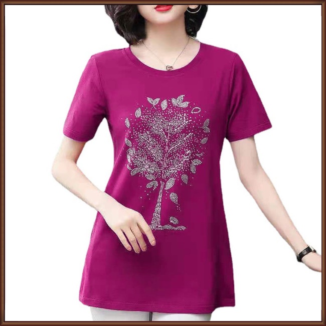 Áo Thun Tay Ngắn Cổ Tròn Màu Sắc Đơn Giản Cho Nữ