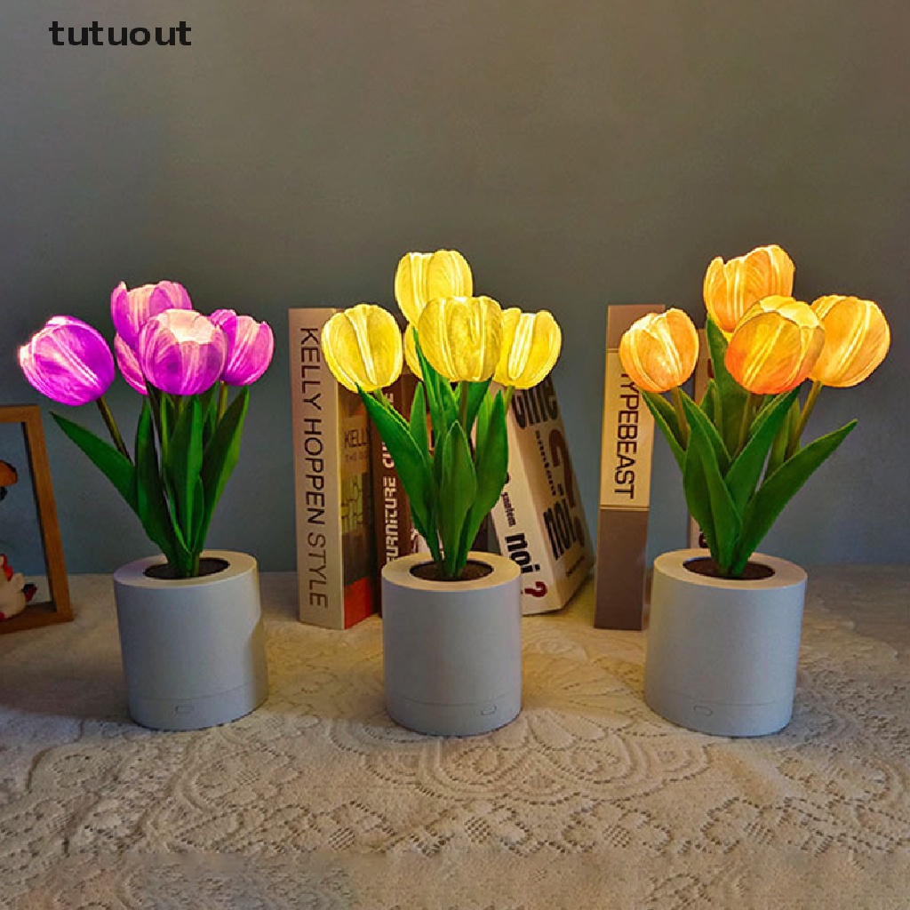 Bình Hoa Tulip Có Đèn Led Để Bàn Trang Trí