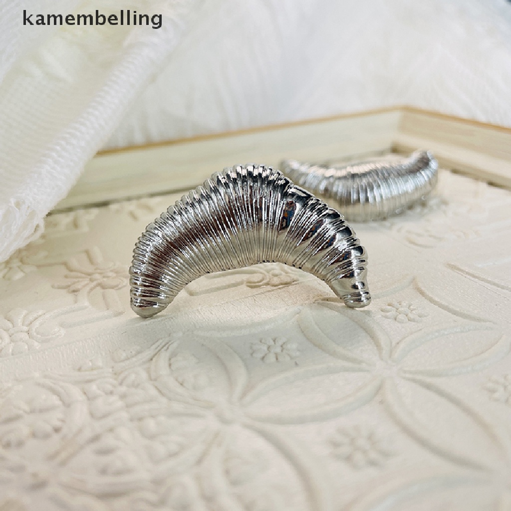 Ghim Cài Cổ Áo Bằng Hợp Kim Chống Trượt Hình Sừng Bò Croissant kamembelling Màu Bạc