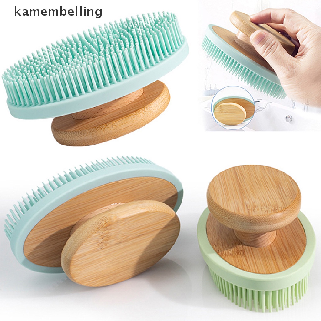 Kamembelling Bàn Chải Silicon Với Tay Cầm Bằng Tre Mềm Mại Tiện Dụng Khi Tắm