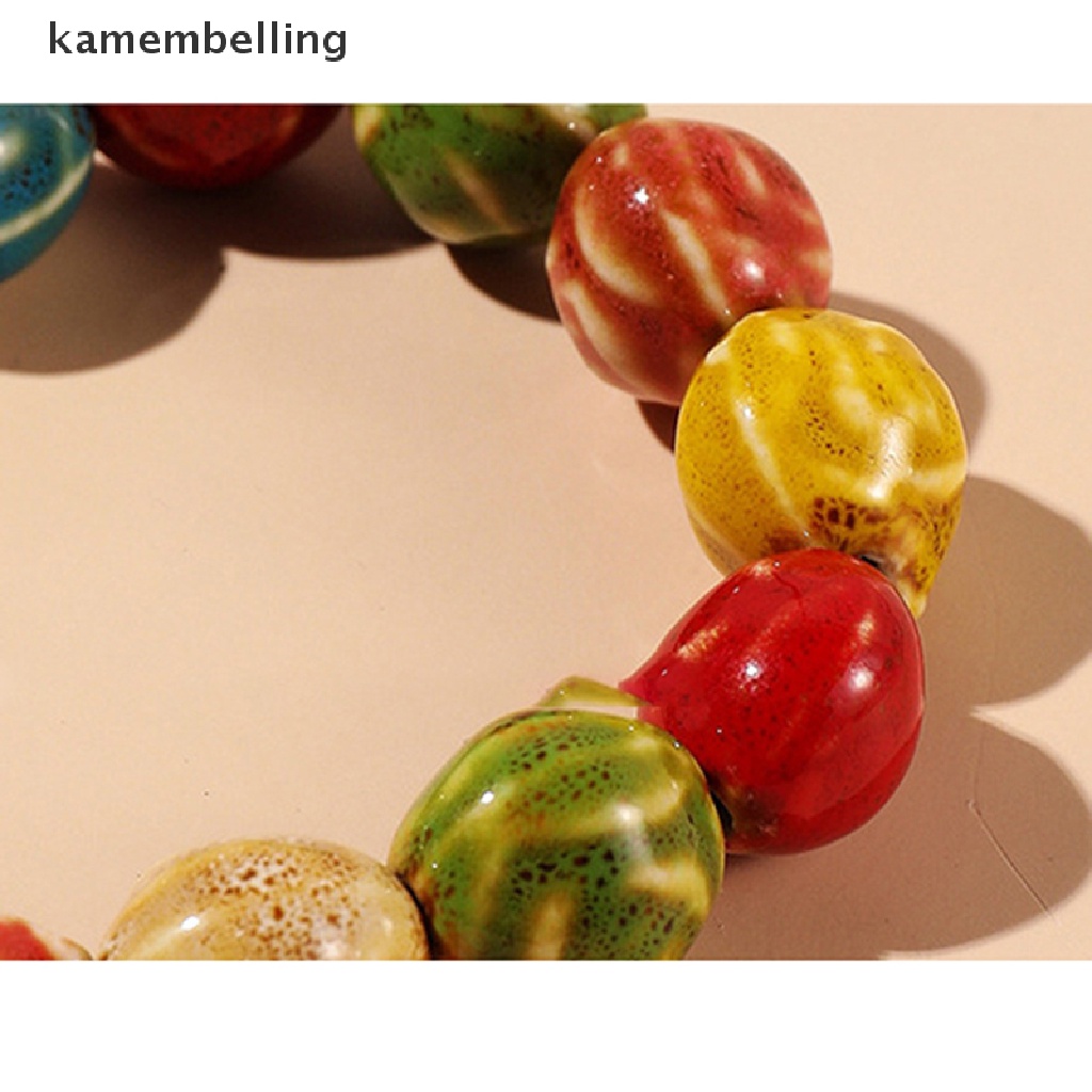 1 Vòng Đeo Tay Hạt Gốm Sứ Tráng Men Nhiều Màu Thời Trang