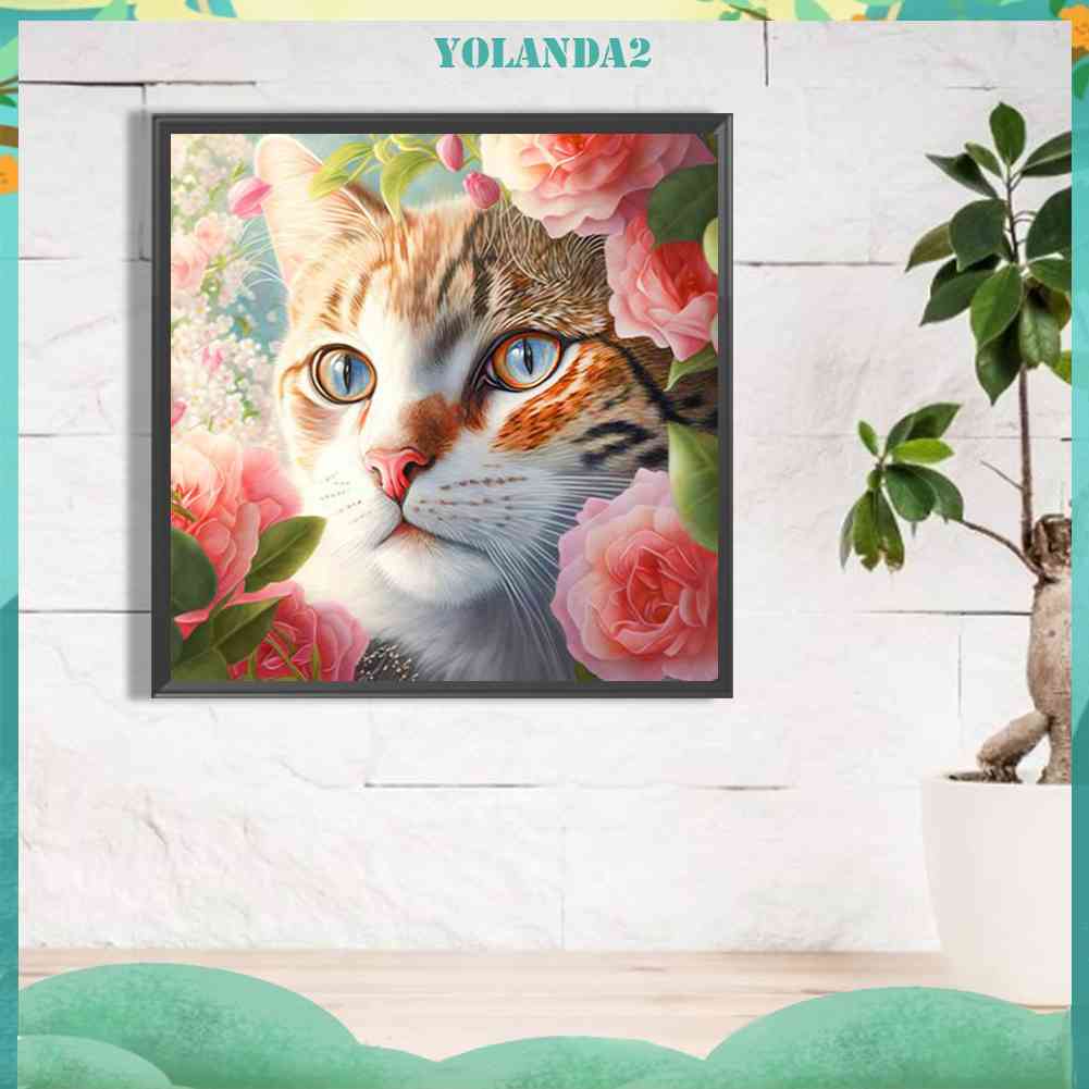 Tranh Đính Đá Kim Cương Toàn Bộ 5D DIY Hình Vẽ Mèo Trang Trí Nhà Cửa