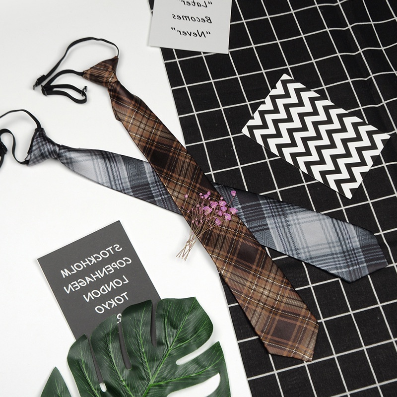 X Cà Vạt Đồng Phục Học Sinh Nhật Bản Kẻ Caro Phong Cách Harajuku Preppy