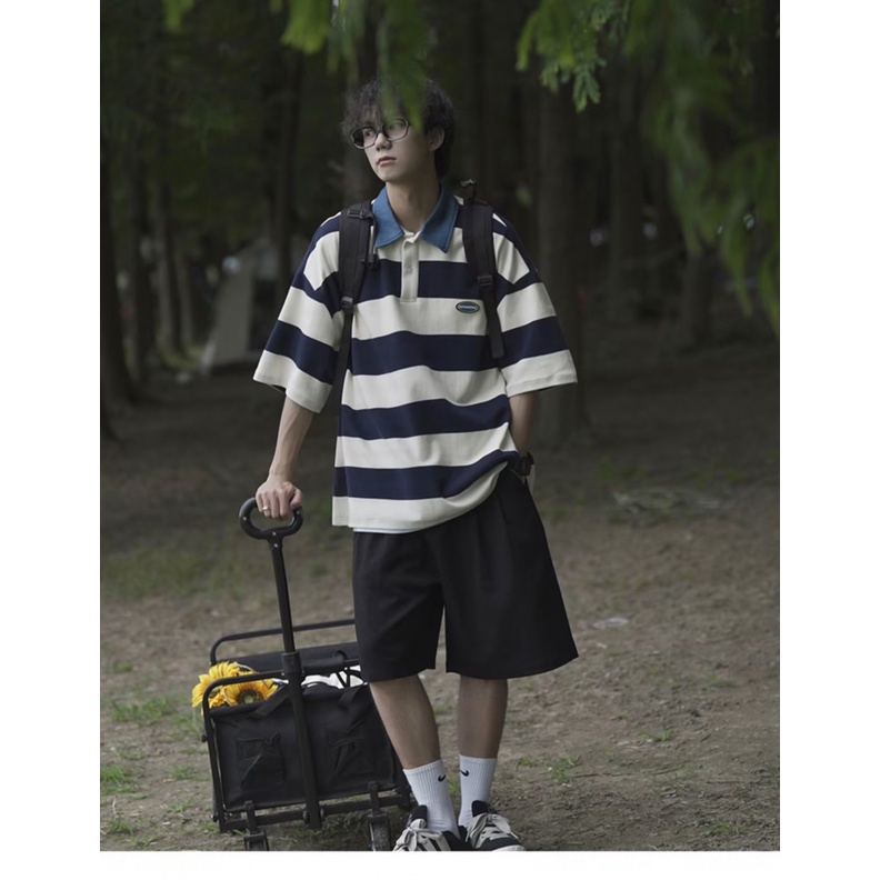 Áo polo Họa Tiết Sọc Ngang Thời Trang Dành Cho Nam