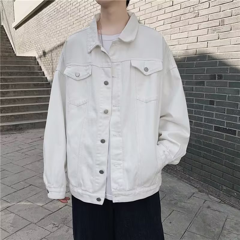 Áo Khoác Denim Dáng Rộng Phong Cách Hong Kong Thời Trang Xuân Thu Cho Nam