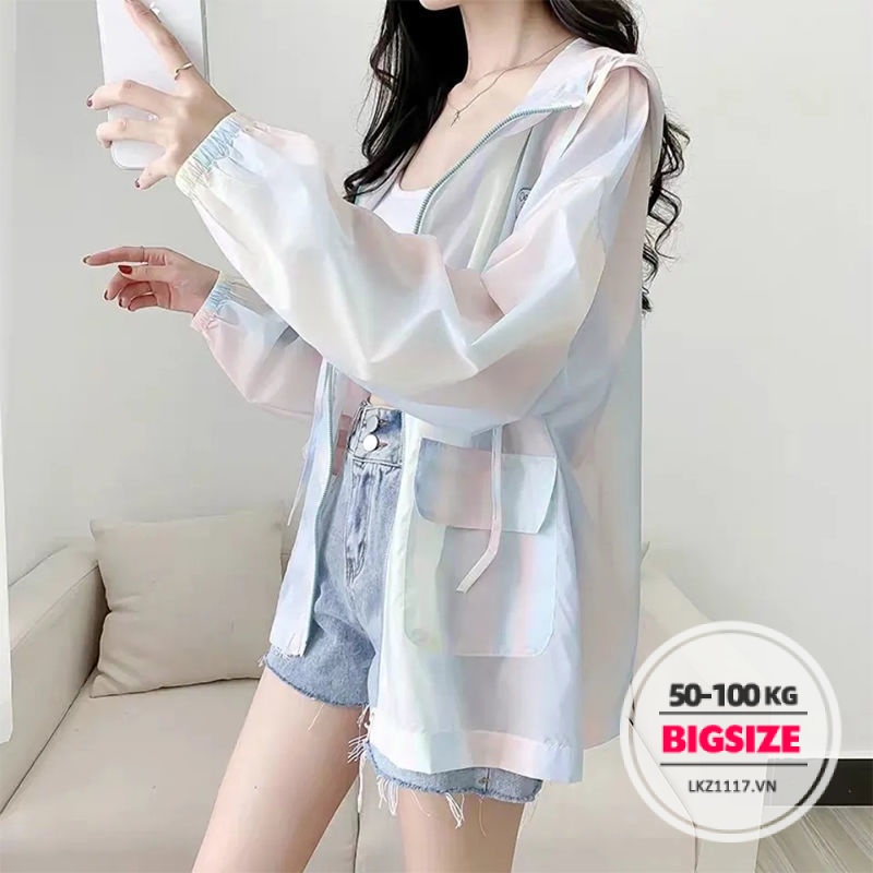 Áo khoác chống nắng vải lụa mát mỏng dáng rộng tay dài thoáng khí chống tia UV mùa hè phong cách Hàn Quốc cho nữ