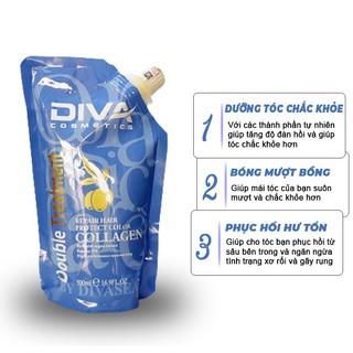 Kem ủ tóc collagen diva 500ml - hấp tóc phục hồi hư tổn - lm