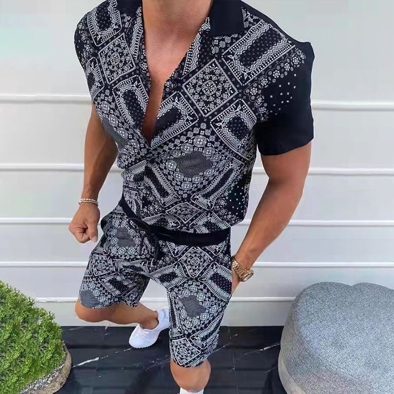 Bộ Áo Sơ Mi Ngắn Tay In Họa Tiết + Quần Xinh Xắn Dành Cho Nữ