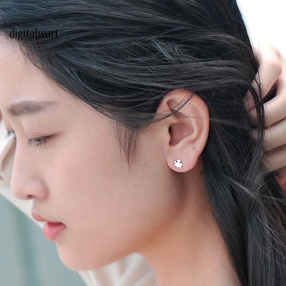 Kỹ Thuật Số| Bông Tai Mạ Bạc Kiểu Mảnh Ghép Hình Thời Trang Cho Nữ