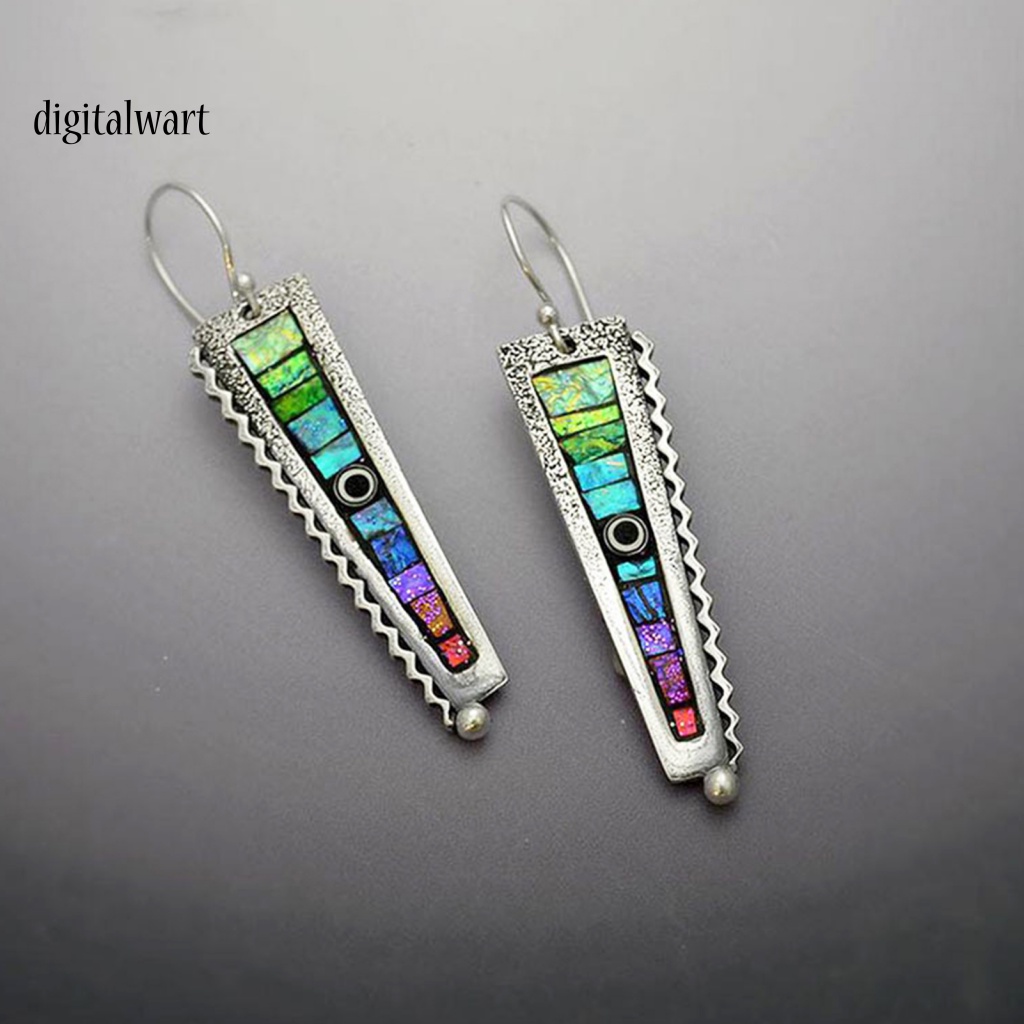 Kỹ Thuật Số| Bông Tai Hình Zigzag Màu Cầu Vồng Phong Cách Dành Cho Nữ