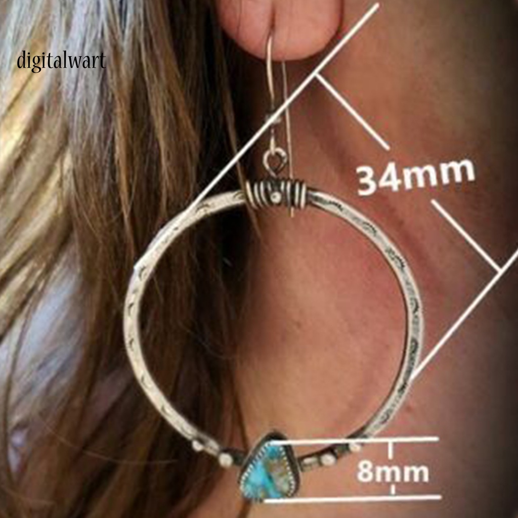 Kỹ Thuật Số| 1 Đôi Bông Tai Tròn Đính Đá Phong Cách Vintage Dành Cho Nữ