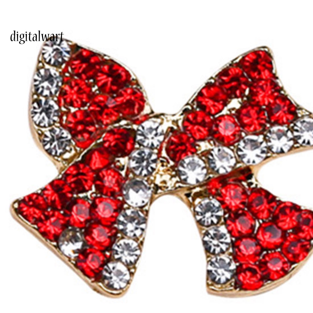 Kỹ Thuật Số| 1 Đôi Bông Tai Hình Nơ Đính Đá Ngọt Ngào Lâu Trôi