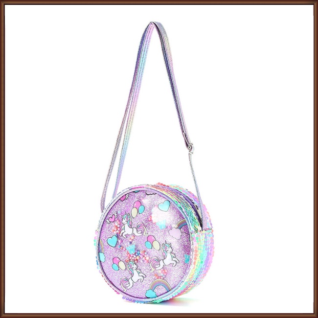 Túi Đeo Chéo Hình Kỳ Lân Đính Kim Sa Lấp Lánh Dễ Thương Cho Bé Gái