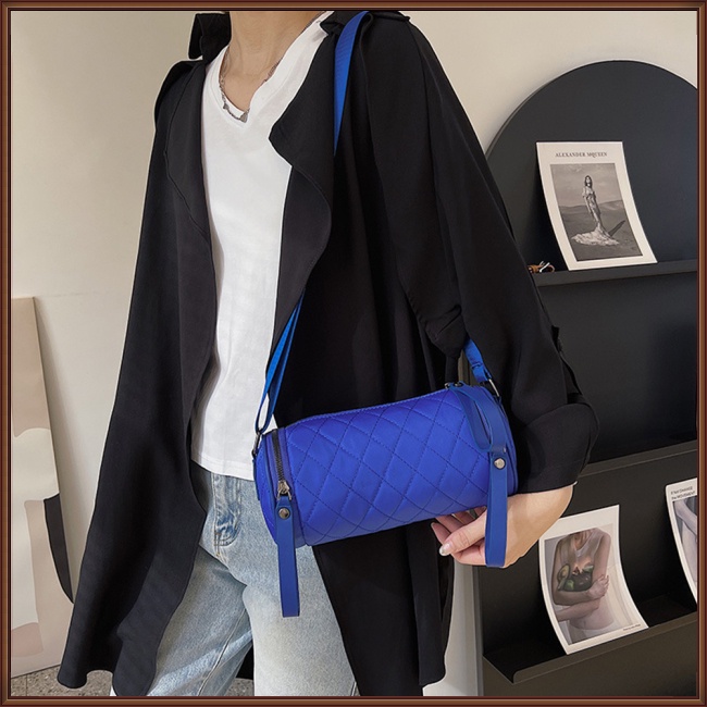 Túi Đeo Chéo Giả Da Hình Trụ Phối Khóa Kéo Thời Trang Cho Nữ