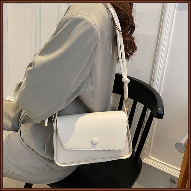 Túi Đeo Vai Đa Năng Bằng Da Nhân Tạo Màu Trơn Phối Khóa Kéo Phong Cách Retro Thời Trang Dành Cho Nữ