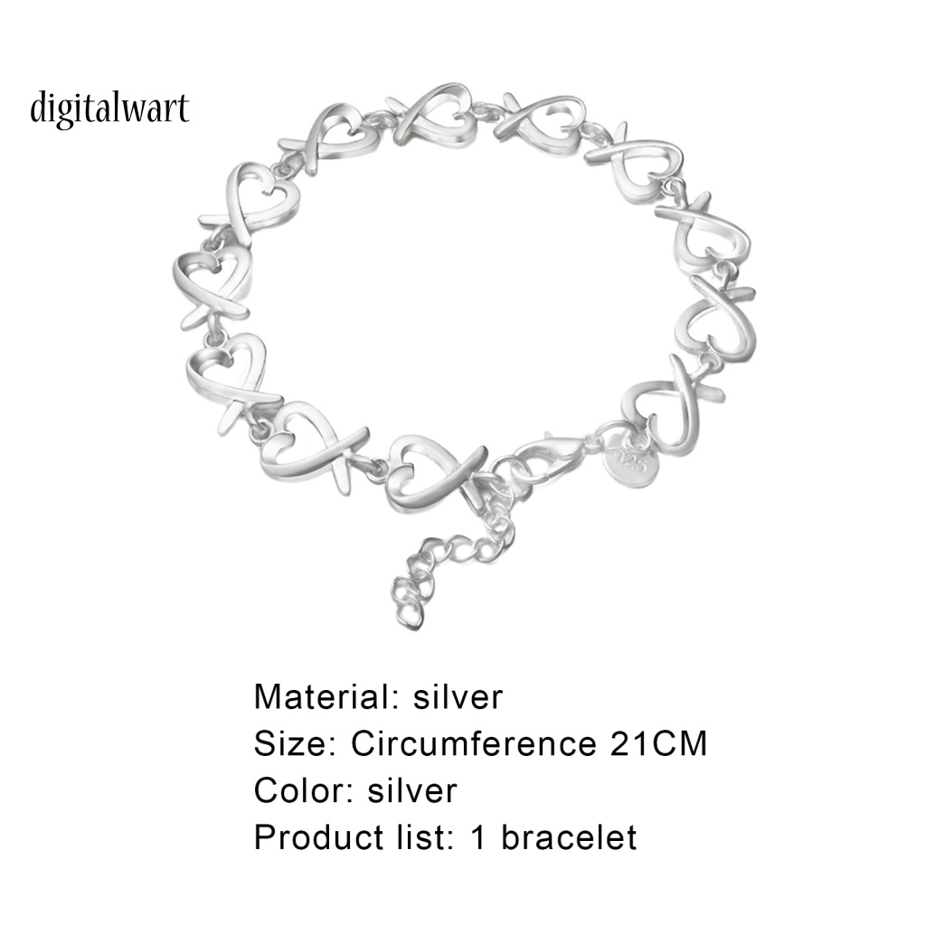 Kỹ Thuật Số| Vòng Đeo Tay Dạng Chuỗi Trái Tim Màu Sắc Bạc Khối Lượng Nhẹ 21cm Dành Cho Nữ