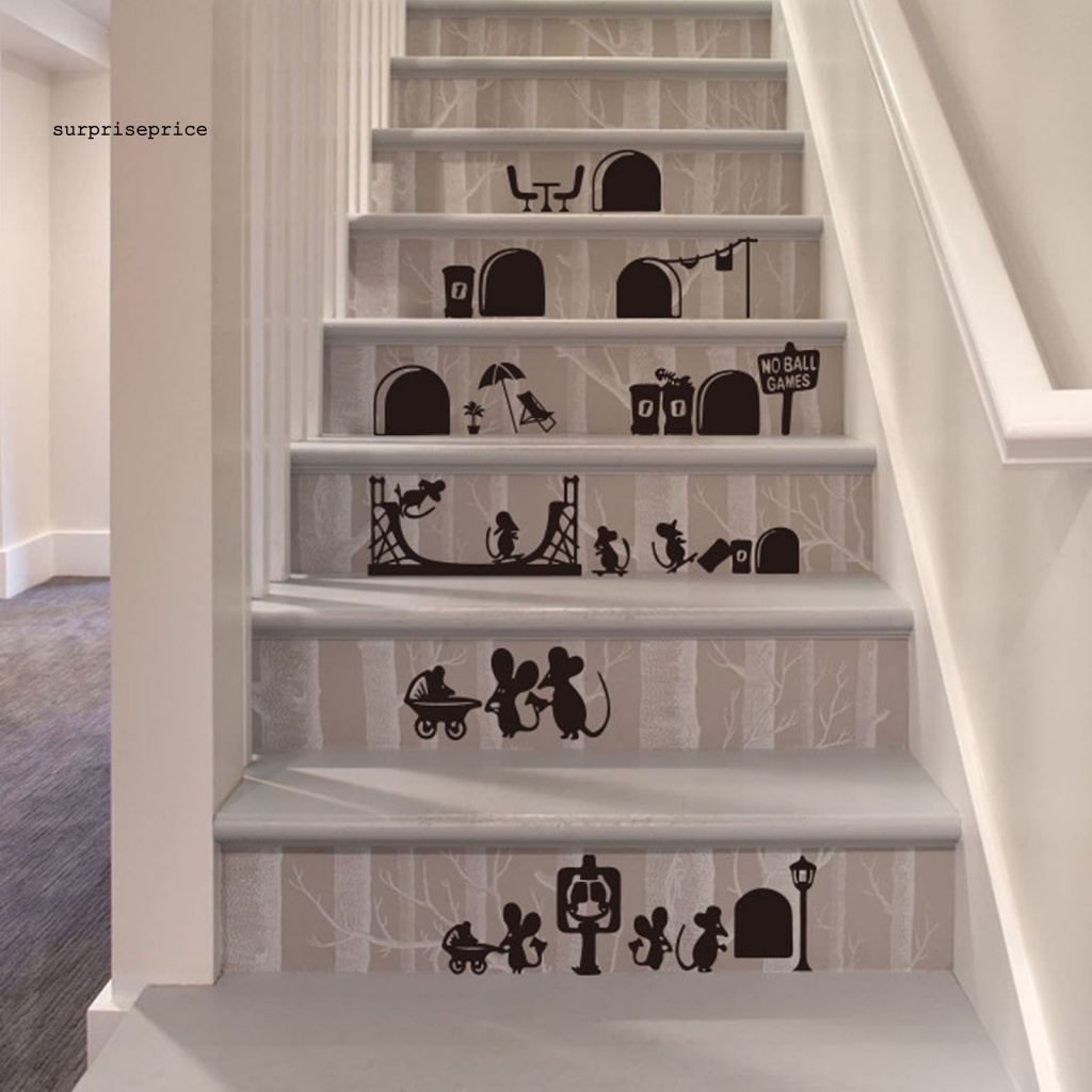 Sticker Dán Tường Trang Trí Hình Chuột Vui Nhộn Không Mùi