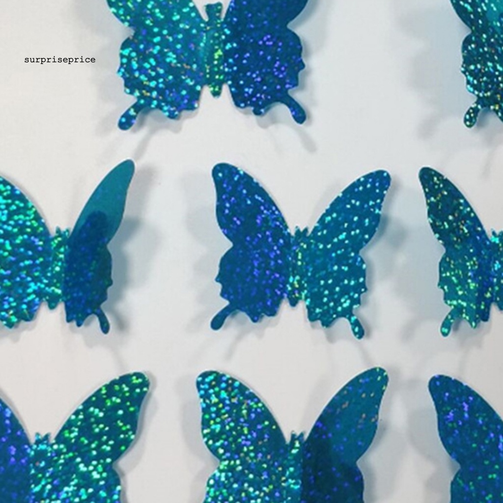 Bộ 12 Miếng Dán Tường Bằng PVC Hình Bướm 3D Độc Đáo Trang Trí Nhà Cửa