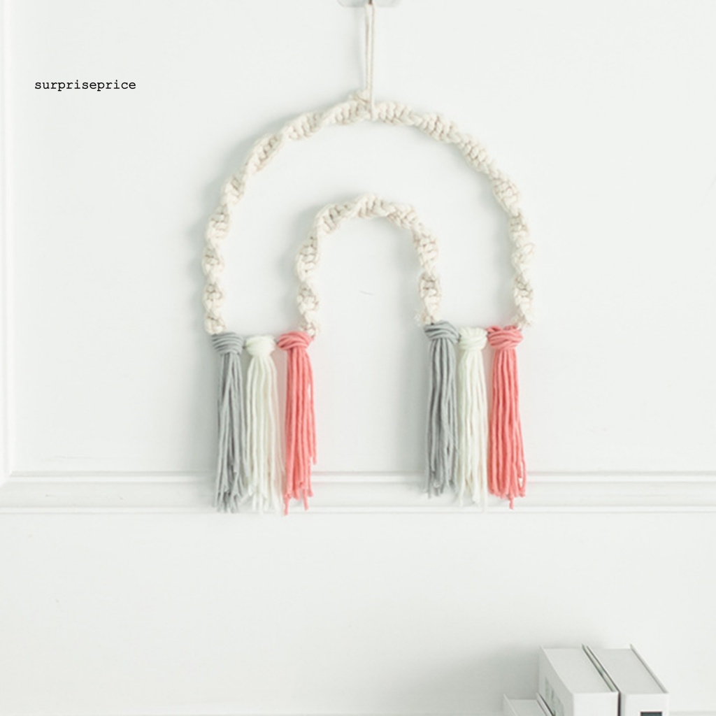 Phụ Kiện Treo Trang Trí Nhà Cửa Hình Cầu Vồng Bằng Vải Dệt Thủ Công Chống Gió Không Cần Khoan Lỗ